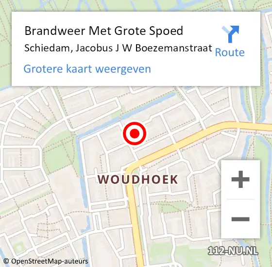 Locatie op kaart van de 112 melding: Brandweer Met Grote Spoed Naar Schiedam, Jacobus J W Boezemanstraat op 4 februari 2016 09:32