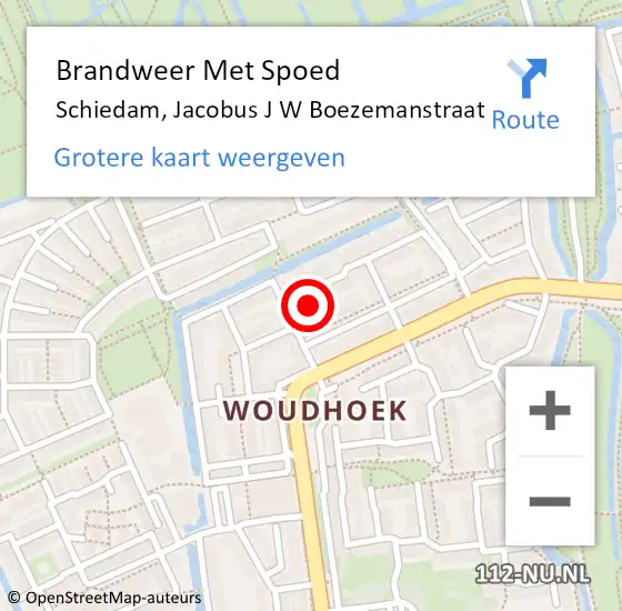 Locatie op kaart van de 112 melding: Brandweer Met Spoed Naar Schiedam, Jacobus J W Boezemanstraat op 4 februari 2016 09:41