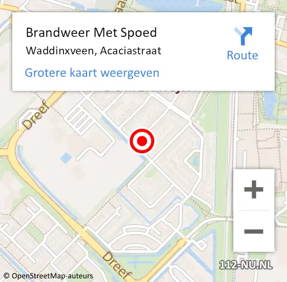 Locatie op kaart van de 112 melding: Brandweer Met Spoed Naar Waddinxveen, Acaciastraat op 4 februari 2016 11:16