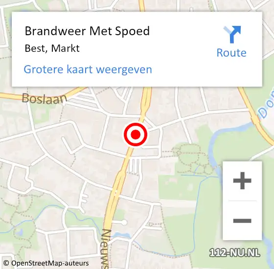 Locatie op kaart van de 112 melding: Brandweer Met Spoed Naar Best, Markt op 4 februari 2016 11:47