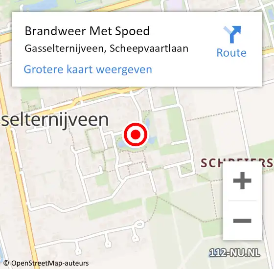 Locatie op kaart van de 112 melding: Brandweer Met Spoed Naar Gasselternijveen, Scheepvaartlaan op 4 februari 2016 12:01