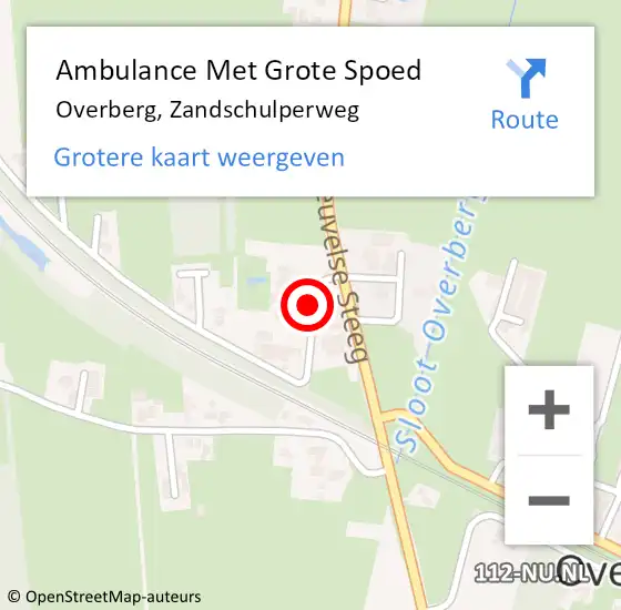 Locatie op kaart van de 112 melding: Ambulance Met Grote Spoed Naar Overberg, Zandschulperweg op 4 februari 2016 13:20