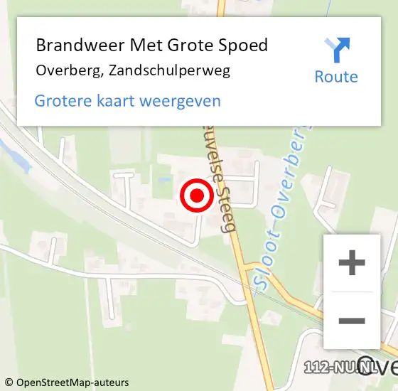 Locatie op kaart van de 112 melding: Brandweer Met Grote Spoed Naar Overberg, Zandschulperweg op 4 februari 2016 13:20