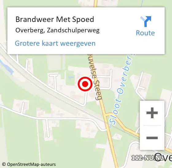 Locatie op kaart van de 112 melding: Brandweer Met Spoed Naar Overberg, Zandschulperweg op 4 februari 2016 13:28