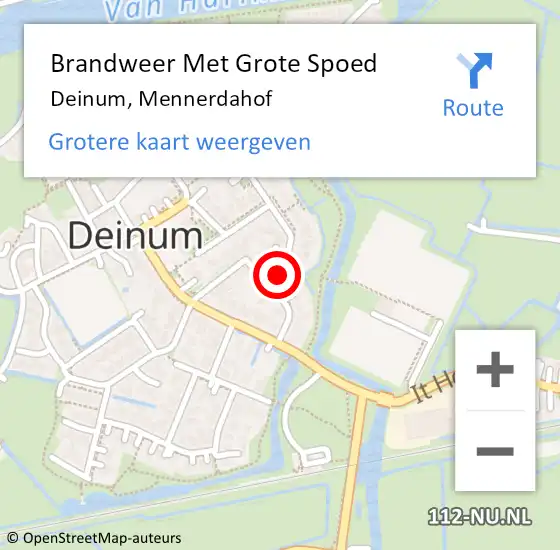 Locatie op kaart van de 112 melding: Brandweer Met Grote Spoed Naar Deinum, Mennerdahof op 4 februari 2016 13:53