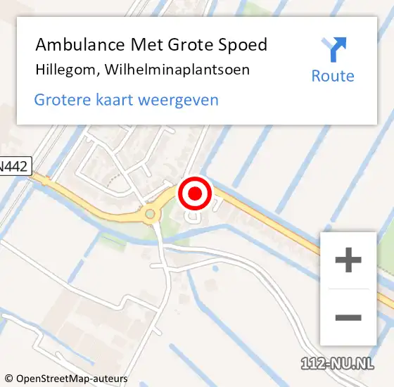 Locatie op kaart van de 112 melding: Ambulance Met Grote Spoed Naar Hillegom, Wilhelminaplantsoen op 4 februari 2016 13:54