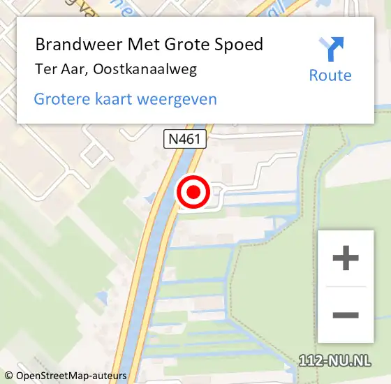 Locatie op kaart van de 112 melding: Brandweer Met Grote Spoed Naar Ter Aar, Oostkanaalweg op 4 februari 2016 13:58