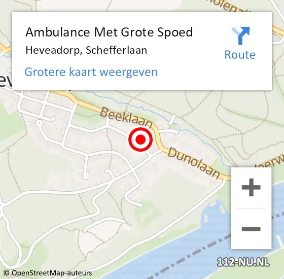 Locatie op kaart van de 112 melding: Ambulance Met Grote Spoed Naar Heveadorp, Schefferlaan op 4 februari 2016 15:20