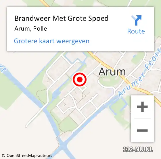 Locatie op kaart van de 112 melding: Brandweer Met Grote Spoed Naar Arum, Polle op 4 februari 2016 16:00