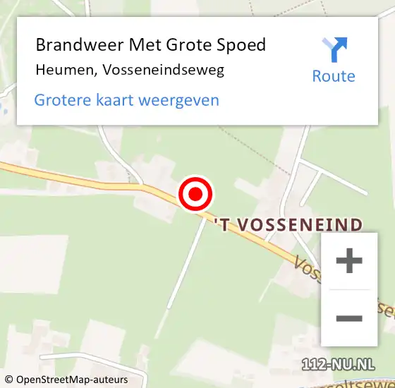 Locatie op kaart van de 112 melding: Brandweer Met Grote Spoed Naar Heumen, Vosseneindseweg op 4 februari 2016 16:02