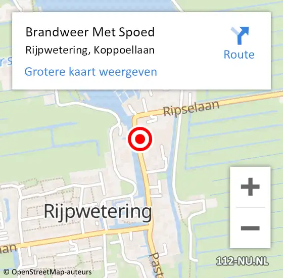 Locatie op kaart van de 112 melding: Brandweer Met Spoed Naar Rijpwetering, Koppoellaan op 5 december 2013 11:40