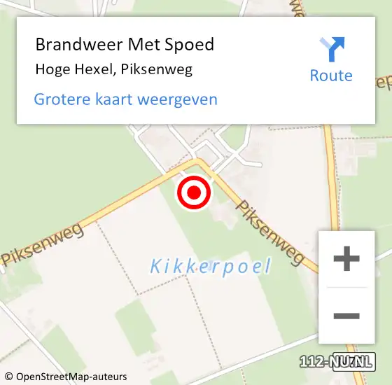 Locatie op kaart van de 112 melding: Brandweer Met Spoed Naar Hoge Hexel, Piksenweg op 4 februari 2016 18:08