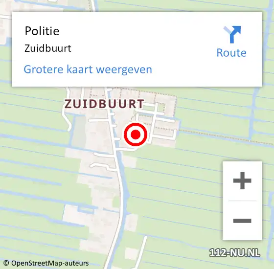 Locatie op kaart van de 112 melding: Politie Zuidbuurt op 4 februari 2016 19:17