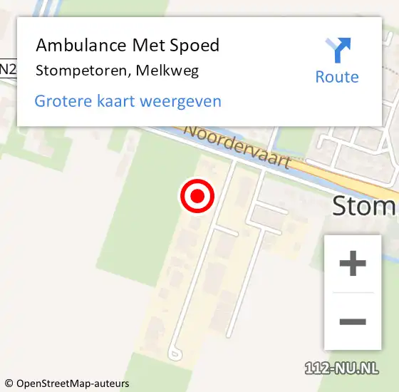 Locatie op kaart van de 112 melding: Ambulance Met Spoed Naar Stompetoren, Melkweg op 5 december 2013 11:50