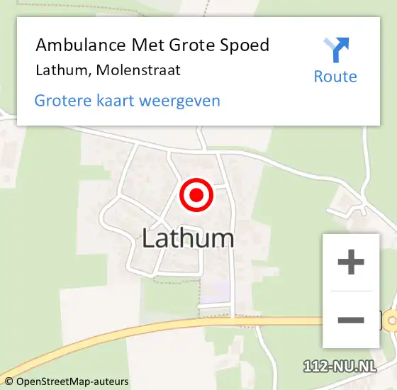 Locatie op kaart van de 112 melding: Ambulance Met Grote Spoed Naar Lathum, Molenstraat op 4 februari 2016 21:58