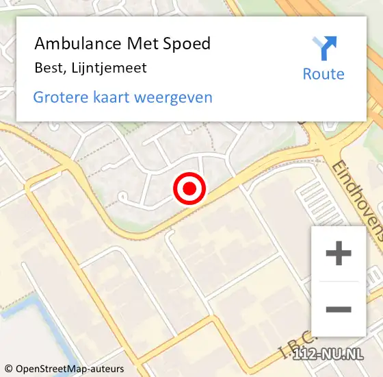 Locatie op kaart van de 112 melding: Ambulance Met Spoed Naar Best, Lijntjemeet op 4 februari 2016 23:14