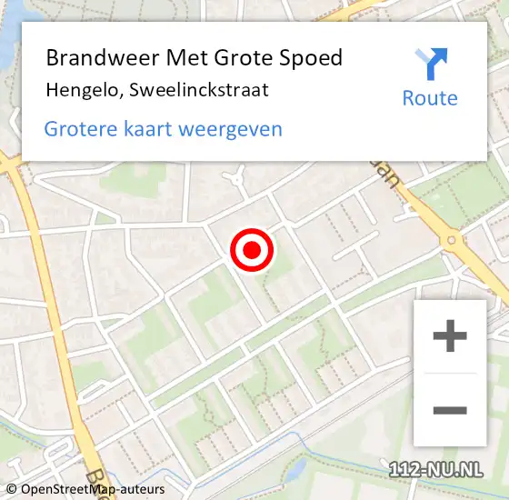 Locatie op kaart van de 112 melding: Brandweer Met Grote Spoed Naar Hengelo, Sweelinckstraat op 4 februari 2016 23:55