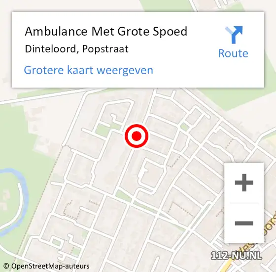 Locatie op kaart van de 112 melding: Ambulance Met Grote Spoed Naar Dinteloord, Popstraat op 5 februari 2016 00:58