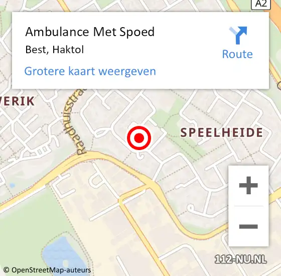 Locatie op kaart van de 112 melding: Ambulance Met Spoed Naar Best, Haktol op 5 februari 2016 04:27