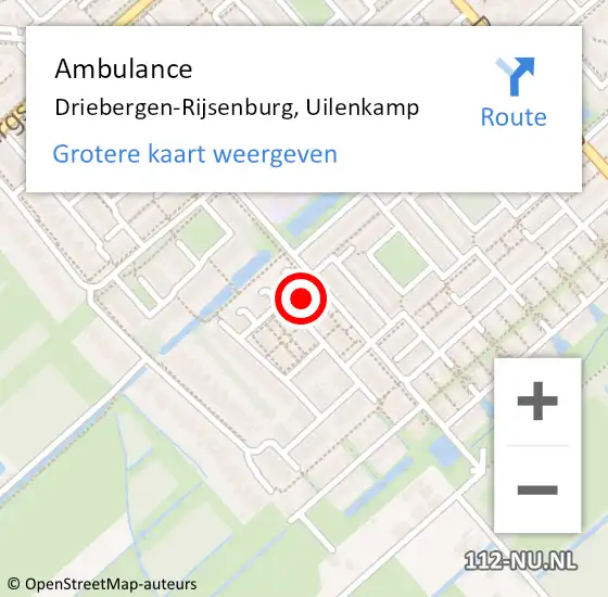 Locatie op kaart van de 112 melding: Ambulance Driebergen-Rijsenburg, Uilenkamp op 5 februari 2016 08:37