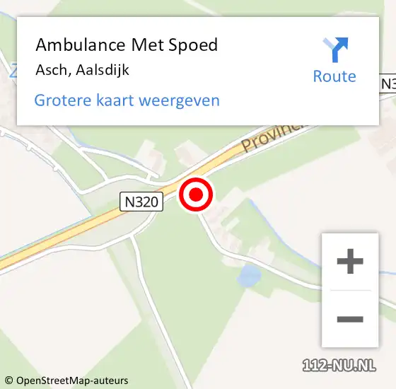 Locatie op kaart van de 112 melding: Ambulance Met Spoed Naar Asch, Aalsdijk op 5 februari 2016 09:01