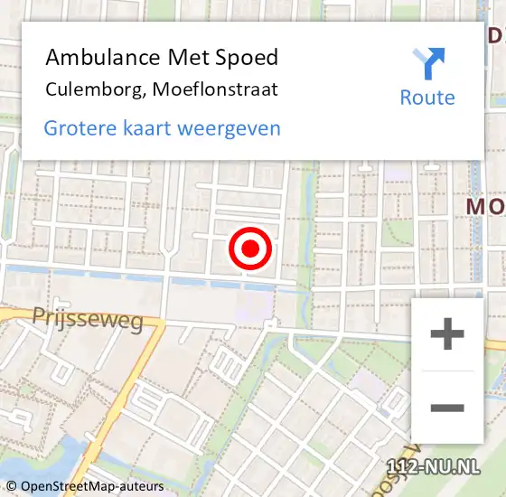 Locatie op kaart van de 112 melding: Ambulance Met Spoed Naar Culemborg, Moeflonstraat op 5 februari 2016 09:24