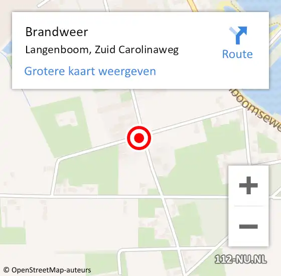 Locatie op kaart van de 112 melding: Brandweer Langenboom, Zuid Carolinaweg op 5 februari 2016 09:37