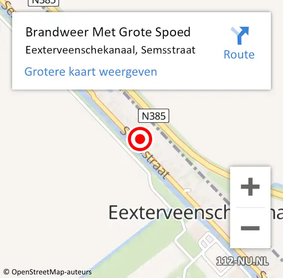 Locatie op kaart van de 112 melding: Brandweer Met Grote Spoed Naar Eexterveenschekanaal, Semsstraat op 5 december 2013 12:26