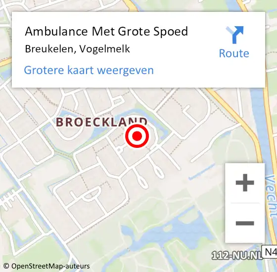 Locatie op kaart van de 112 melding: Ambulance Met Grote Spoed Naar Breukelen, Vogelmelk op 5 februari 2016 10:18