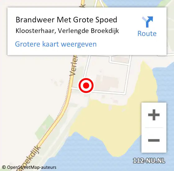 Locatie op kaart van de 112 melding: Brandweer Met Grote Spoed Naar Kloosterhaar, Verlengde Broekdijk op 5 februari 2016 10:29