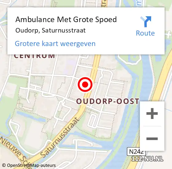 Locatie op kaart van de 112 melding: Ambulance Met Grote Spoed Naar Oudorp, Saturnusstraat op 5 februari 2016 10:39