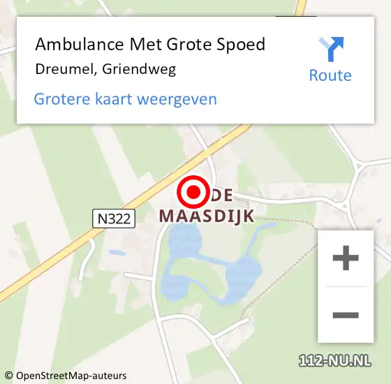 Locatie op kaart van de 112 melding: Ambulance Met Grote Spoed Naar Dreumel, Griendweg op 5 februari 2016 11:55