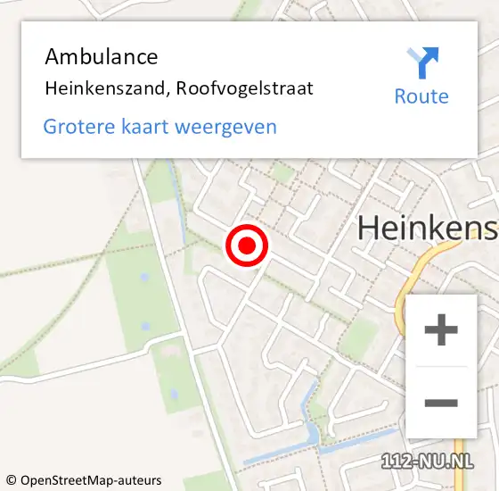 Locatie op kaart van de 112 melding: Ambulance Heinkenszand, Roofvogelstraat op 5 februari 2016 12:03