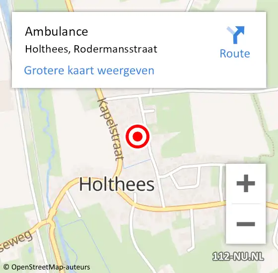 Locatie op kaart van de 112 melding: Ambulance Holthees, Rodermansstraat op 5 februari 2016 12:08