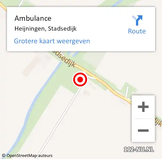 Locatie op kaart van de 112 melding: Ambulance Heijningen, Stadsedijk op 5 februari 2016 12:10