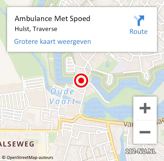 Locatie op kaart van de 112 melding: Ambulance Met Spoed Naar Hulst, Traverse op 5 februari 2016 12:58