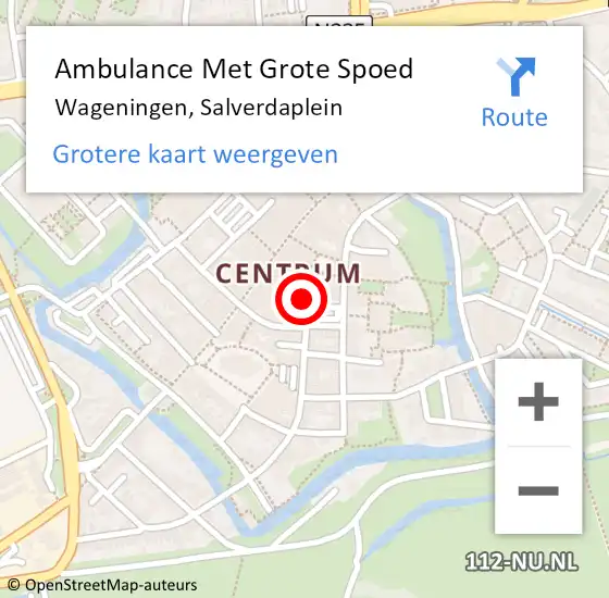 Locatie op kaart van de 112 melding: Ambulance Met Grote Spoed Naar Wageningen, Salverdaplein op 5 februari 2016 14:55