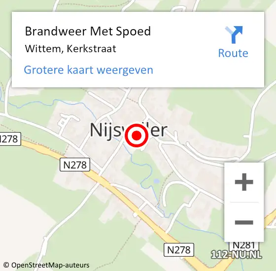 Locatie op kaart van de 112 melding: Brandweer Met Spoed Naar Wittem, Kerkstraat op 5 februari 2016 15:04