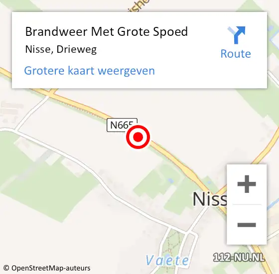 Locatie op kaart van de 112 melding: Brandweer Met Grote Spoed Naar Nisse, Drieweg op 5 december 2013 12:50