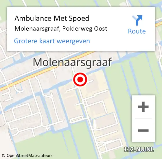 Locatie op kaart van de 112 melding: Ambulance Met Spoed Naar Molenaarsgraaf, Polderweg Oost op 5 februari 2016 16:03