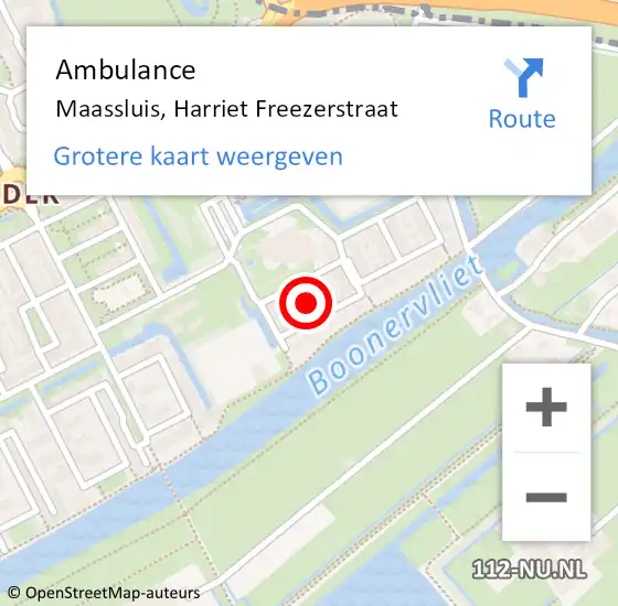 Locatie op kaart van de 112 melding: Ambulance Maassluis, Harriet Freezerstraat op 5 februari 2016 16:44