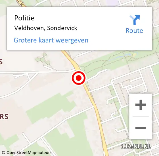 Locatie op kaart van de 112 melding: Politie Veldhoven, Sondervick op 5 februari 2016 16:55