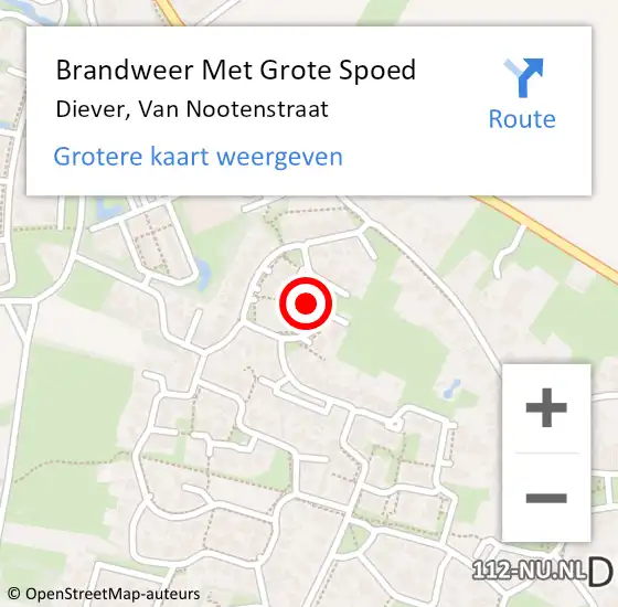 Locatie op kaart van de 112 melding: Brandweer Met Grote Spoed Naar Diever, Van Nootenstraat op 5 februari 2016 16:56