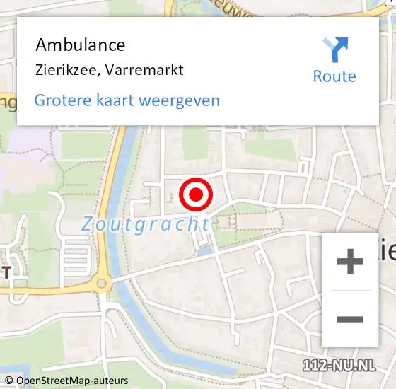 Locatie op kaart van de 112 melding: Ambulance Zierikzee, Varremarkt op 5 februari 2016 17:19