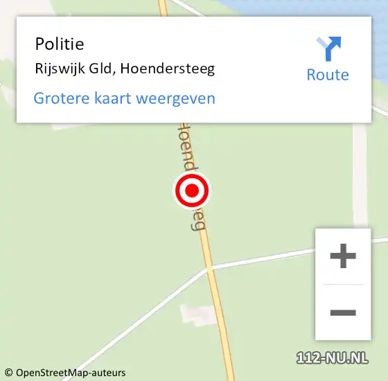 Locatie op kaart van de 112 melding: Politie Rijswijk Gld, Hoendersteeg op 5 februari 2016 17:46