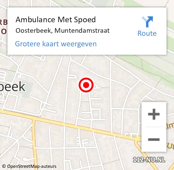 Locatie op kaart van de 112 melding: Ambulance Met Spoed Naar Oosterbeek, Muntendamstraat op 5 februari 2016 18:22