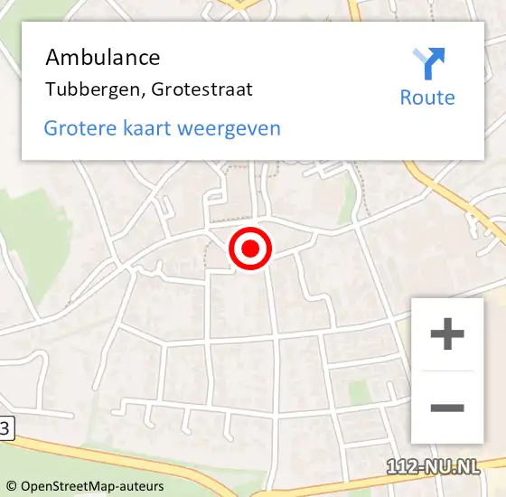 Locatie op kaart van de 112 melding: Ambulance Tubbergen, Grotestraat op 5 februari 2016 19:37