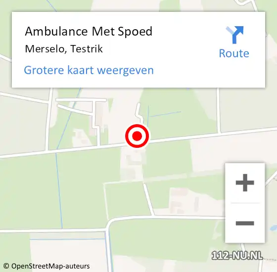 Locatie op kaart van de 112 melding: Ambulance Met Spoed Naar Merselo, Testrik op 5 februari 2016 19:41