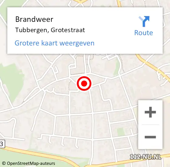 Locatie op kaart van de 112 melding: Brandweer Tubbergen, Grotestraat op 5 februari 2016 19:52