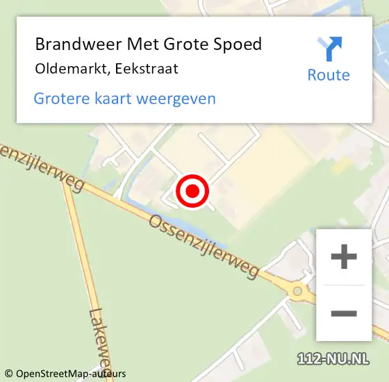 Locatie op kaart van de 112 melding: Brandweer Met Grote Spoed Naar Oldemarkt, Eekstraat op 5 februari 2016 21:13